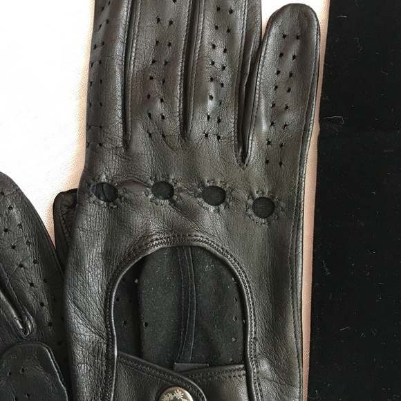 Fratelli Orsini Black Leather Driving Gloves, Size 8 - Picture 2 of 7